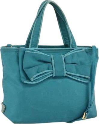 Prada Pre-owned Handbags, female, Blue, Size: ONE SIZE Pre-owned Nylon Handbag