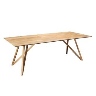 Macabane Mesa de comedor rectangular de madera reciclada y patas de teca 220 cm