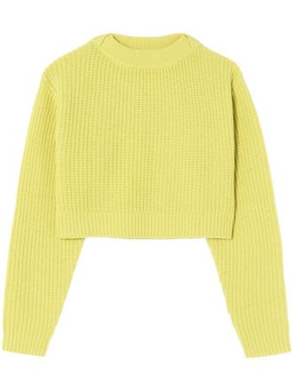 Re/Done rib-knit cropped wool jumper - women - Wool - L - Yellow