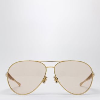 Bottega Veneta Aviator Sardine sunglasses gold