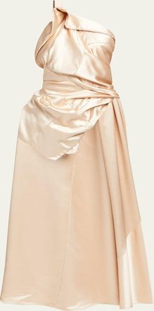 Dries Van Noten Camari Draped Satin High-Low Top