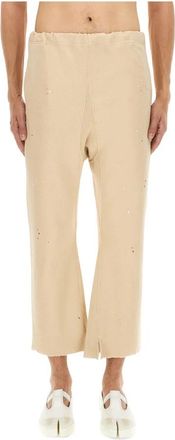 Maison Margiela Katoenen cropped broek - Heren - Vrijetijds broeken - Beige - XS - Katoen - Broeken