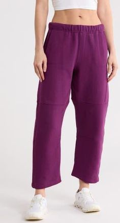Free People FP Movement Top Score Cotton Pants in Deep Mulberry at Nordstrom Rack, Size Large