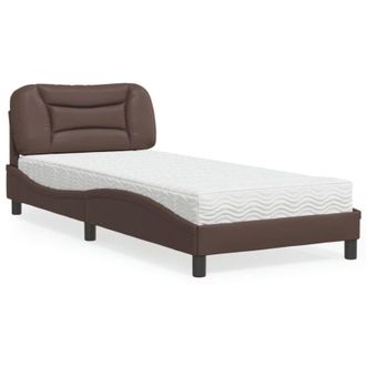 vidaXL Cama Con Colch&oacute;n Cuero Sint&eacute;tico Marr&oacute;n 90x190 Cm Vidaxl