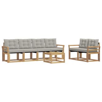 vidaXL Conjunto De Sof&aacute;s De Exterior 7 Pcs Blanco Y Gris Claro Vidaxl