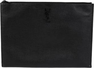 Saint Laurent Pre-owned Clutches, female, Black, Size: ONE SIZE Pre-owned Monogram Large Clutch