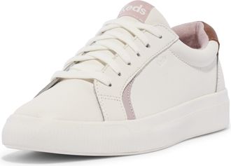 Keds Womens Pursuit Lace Up Sneaker, White/Cognac Leather, 4.5 UK