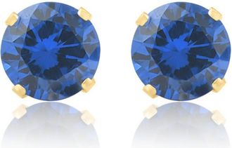 Pompeii3 1Ct TW Blue Sapphire 5mm Studs in 10k White or Yellow Gold