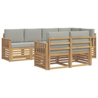 vidaXL Conjunto De Sof&aacute;s De Exterior 7 Pcs Blanco Y Gris Claro Vidaxl