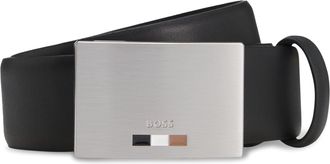 HUGO BOSS Lederg&uuml;rtel BOSS Strom-Icon-En_Sz35, Herren, Gr. 100, schwarz (schwarz 001), Rindsleder, unifarben, G&uuml;rtel Lederg&uuml;rtel, mit Logo-Koppelschliesse