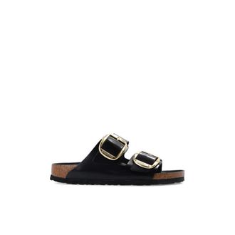 Birkenstock Sliders, female, Black, Size: 9 US Sandals Arizona Big Buckle Natural Leather Patent Narrow