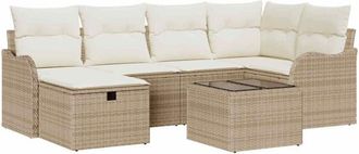 vidaXL Vidaxl - Garden Sofa Set with Cushion 6 pcs Beige, white Poly rattan