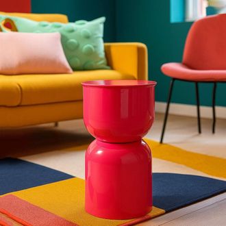 Dmora Mesa De Centro Bandip, Forma Redonda, Color Tablero Rosa, Material Tablero Met&aacute;lico, 33x51x33h Cm Rosa