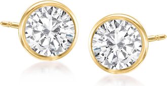 Ross-Simons Bezel-Set Diamond Stud Earrings in 14kt Yellow Gold
