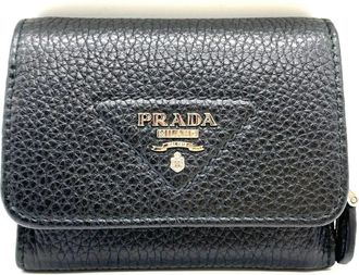 Prada Black Leather Wallet (Tri-Fold) (Pre-Owned)