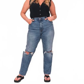 Abercrombie & Fitch Vintage Stretch Curve Love Ultra High Rise 90S Straight Leg Jeans In Blue
