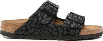 Birkenstock Sliders, female, Black, Size: 6 US Arizona Leo Black Narrow Fit