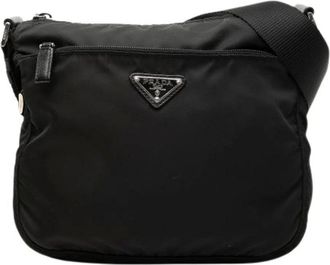 Prada Pre-owned Cross Body Bags, female, Black, Size: ONE SIZE Pre-owned Nylon Crossbody Bag