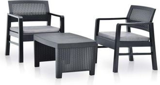 vidaXL Juego De Muebles De Jard&iacute;n 3 Piezas Pl&aacute;stico Gris Antracita Vidaxl