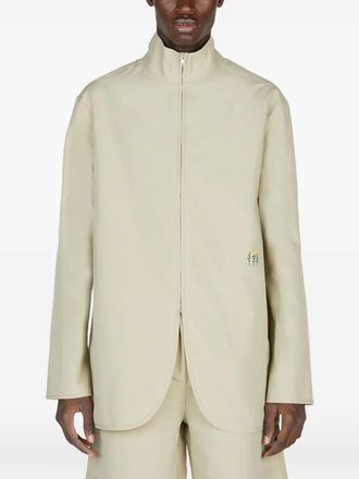 Diomene high-neck embroidered jacket - men - Cotton/Linen/Flax - 50 - Neutrals