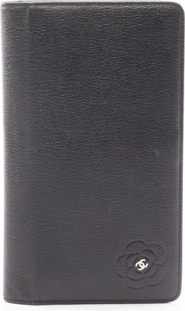 Chanel Black Leather Long Wallet (Bi-Fold) (Pre-Owned)