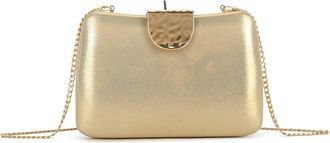 Girly HandBags Womens Evening Clutch Bag with Metal Clasp and Chain Strap - Wedding, Party, Formal Event Purse Medium Gold