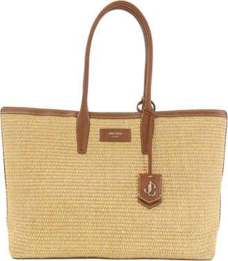 Jimmy Choo London Brown Raffia Leather Tote Bag (Pre-Owned)