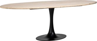 Richmond Interiors Ovaler Design Esstisch Hampton mit Travertin Tischplatte 230 x 100 cm