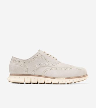 Cole Haan Mens ZER&Oslash;GRAND Remastered Wingtip Oxford Shoes - Beige Size 10.5