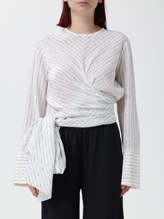 Fabiana Filippi Blusa a righe a maniche lunghe con cintura a fascia in vita
