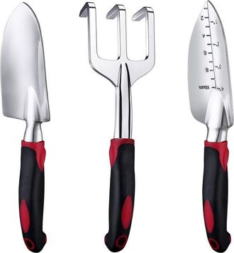OEM Truelle - Transplanteur - R&acirc;teau &Agrave; Main - Outils De Jardin En Aluminium Moul&eacute; - Poign&eacute;e Caoutchouc Antid&eacute;rapante - Pour Jardin Ext&eacute;rieur - Lot De 3