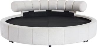 VENTE-UNIQUE.COM Cama redonda poli&eacute;ster blanco 220 x 220 cm