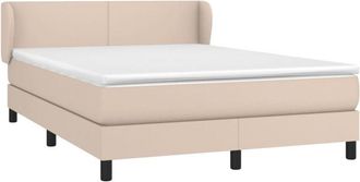 vidaXL Vidaxl - Cama Box Spring Con Colch&oacute;n Cuero Sint&eacute;tico Capuchino 140x200cm