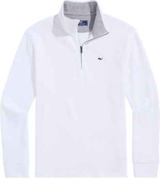 Vineyard Vines Saltwater Quater Zip Pullover in White Cap at Nordstrom, Size Xx-Large