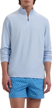 Bugatchi Zane Fish Print Swim Trunks in Classic Blue at Nordstrom, Size Xx-Large