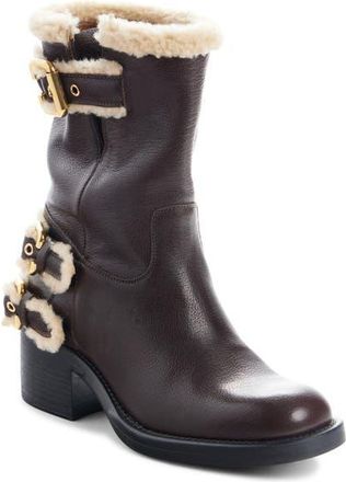 Chlo&eacute; Genuine Shearling Dakota Boot in Burnt Wood at Nordstrom, Size 10Us