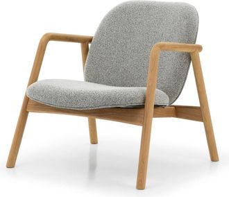 Woodek Butaca de roble macizo, tejido blanco y negro