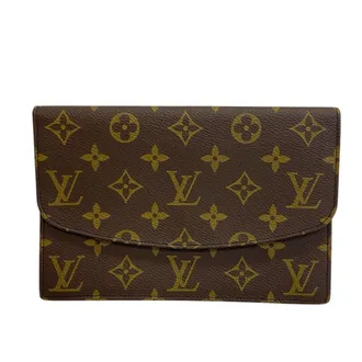 Louis Vuitton Monogram Brown Leather Clutch Bag Pochette (Pre-Owned)