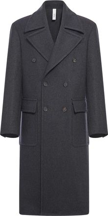 Hev&ograve; Double-Breasted Herringbone Coat