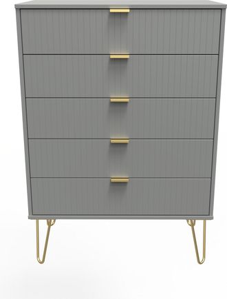 Welcome Furniture Breda Ready Assembled 5 Drawer Chest in Dusk Grey - Welcome Furniture | TJ Hughes