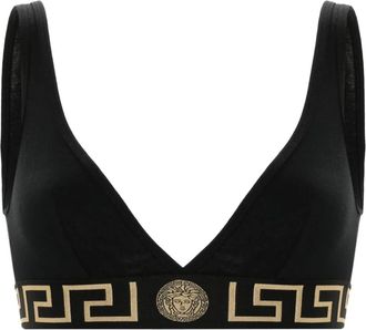 Versace Medusa And Greca Border Elastic Hook Bra - Dames - BHs - Zwart - L - Katoen - Ondergoed