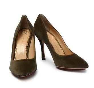 Charlotte Olympia Khaki Velvet Pumps Size 37.5