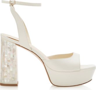 Freya Rose Margot Ankle Strap Pearl Platform Heel Sandal in Ivory at Nordstrom, Size 40