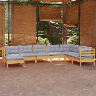 vidaXL Juego De Muebles De Jard&iacute;n 8 Pzas Y Cojines Madera Maciza Pino Vidaxl