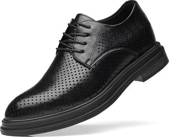 Generic Mens Lace-Up Leather Shoes, Formal Dress Brogues Oxfords Comfortable Elevator Shoes for Business, Party, Wedding,8CM Height,6.5 UK