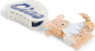 Frasier Sterling Italian Pup Assorted 2-Pack Claw Clips in Ivory Multi at Nordstrom