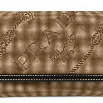 Prada Beige Black Canvas Wallet (Tri-Fold) (Pre-Owned)