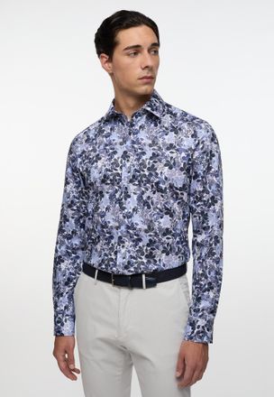 Eterna Langarmhemd ETERNA SLIM FIT, Herren, Gr. 39, N-Gr, blau, Satin, 100% cotton, schmal, Manschette, Hemden Langarmhemd, NON IRON (b&uuml;gelfrei)