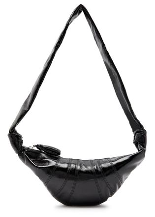 Christophe Lemaire Croissant Small Glossed Leather Shoulder bag - Black - One Size