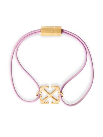 Off-white Arrow cord bracelet - women - Brass/Rubber - M - Gold